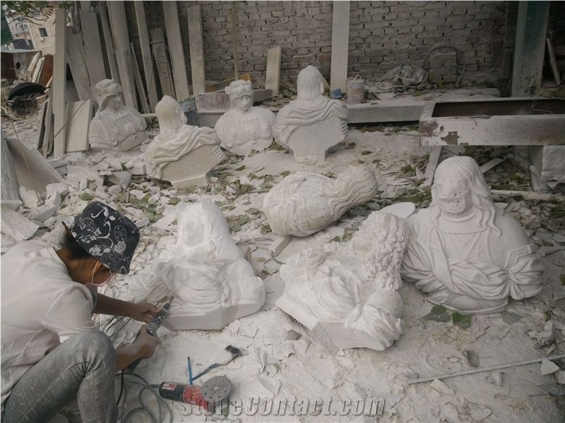 White Marble Western Bust with Life Size