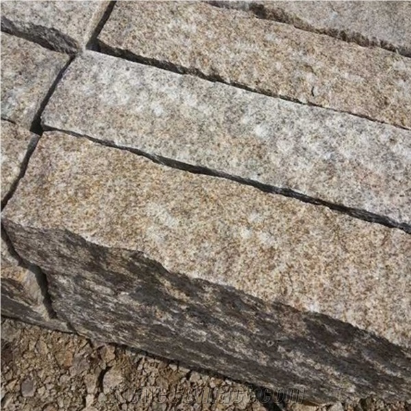 G350 Split Curbstone, Hand Made Yellow Curbstone,Yellow Granite Pineapple Curbstone