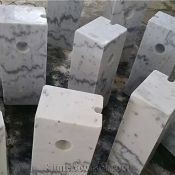Guangxi White Marble Parking Stone,China Carrara White Marble Parking Curbs,White Marble Parking Barriers,China White Marble Car Parking Stone