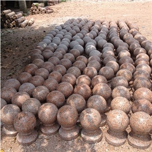 Maple Leaf Red Ball Parking Barriers, G562 Red Granite Parking Barriers