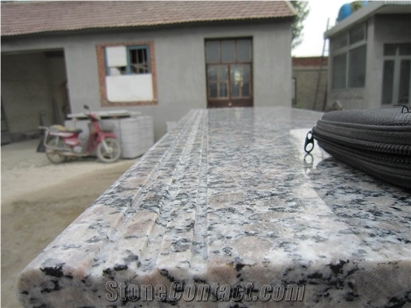 Pearl Flower Stair Treads&Risers,G383 Granite Deck Stair Steps,White Granite Staircase Riser&Steps