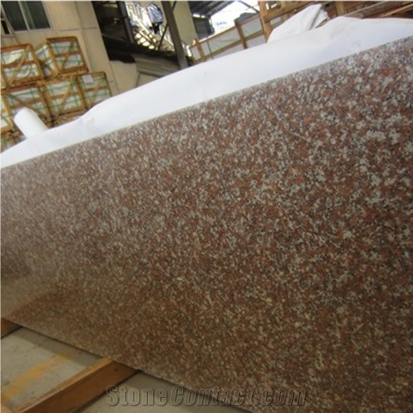 Polished G687 Peach Red Granite Stone Polished Stairs, G687 Granite Stairs & Steps