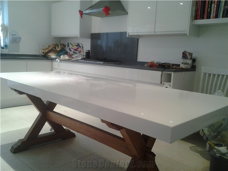 White Quartz Stone Table Tops,White Tabletops,Reception Counter