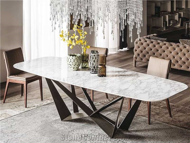White Tea Table Top,Marble Table Sets Interior Furniture Decoration