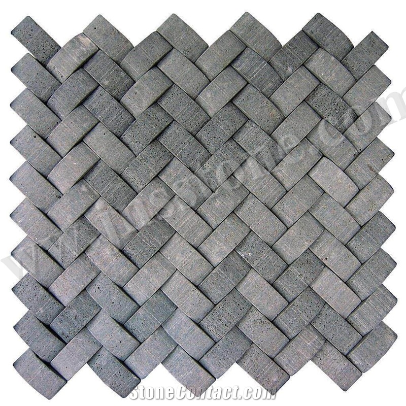 Chinese Grey Basalt Mosaic/Natural Stone Mosaic/Honed/Hainan Grey Basalt Mosaic/Mosaic