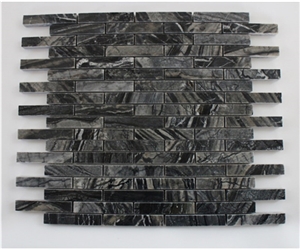 Wood Grain Black Marble Mosaics,Natural Stone Mosaics,Wall Mosaic,Floor Mosaic,Mosaic Pattern, Mosaic Tile