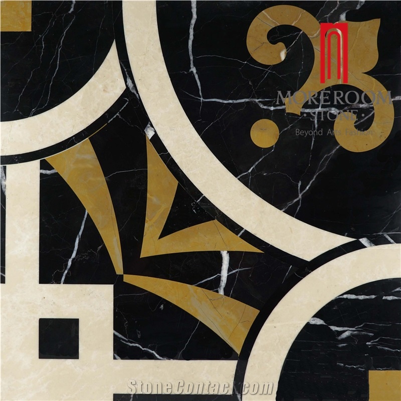 Amarillon Oro Composited Marble Waterjet Medallion