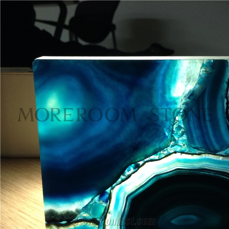 Backlit Blue Agate Translucent Blue Semi Precious Stone