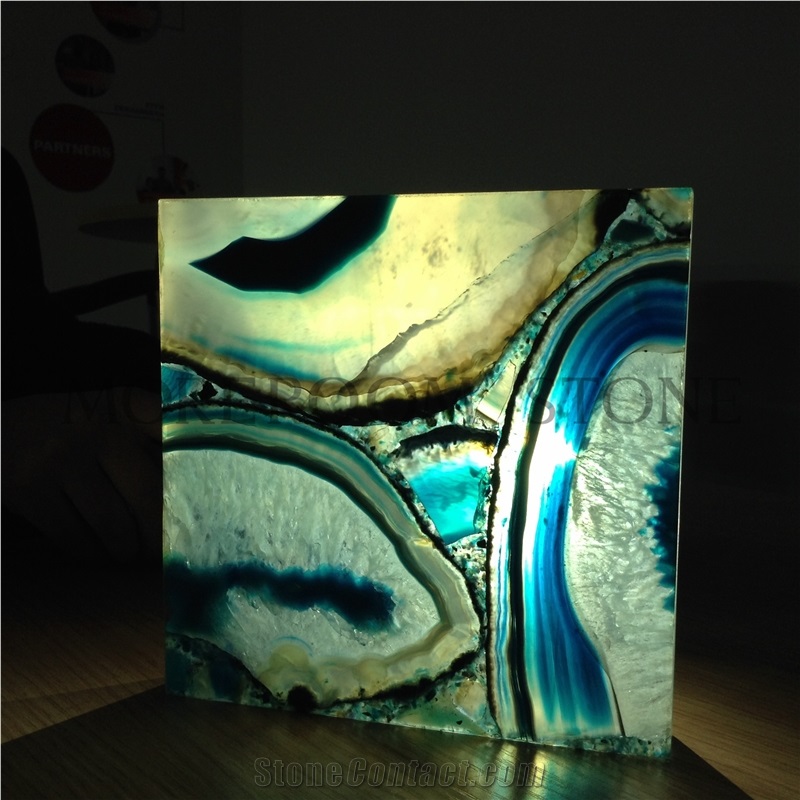 Backlit Blue Agate Translucent Blue Semi Precious Stone