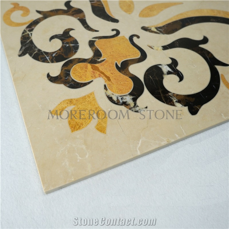 Beige Marble Water-Jet Pattern for Floor Conner, Beige Marble Medallion