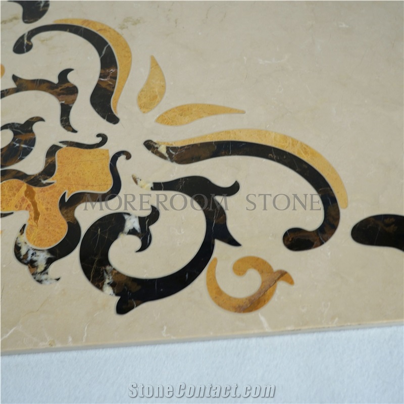 Beige Marble Water-Jet Pattern for Floor Conner, Beige Marble Medallion