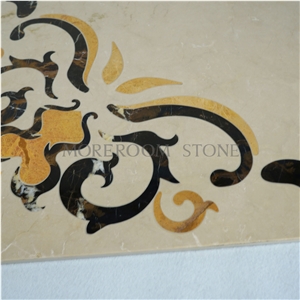 Beige Marble Water-Jet Pattern for Floor Conner, Beige Marble Medallion