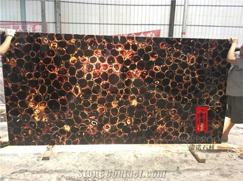 Black Agate Backlit Effect Agate Vanity Top