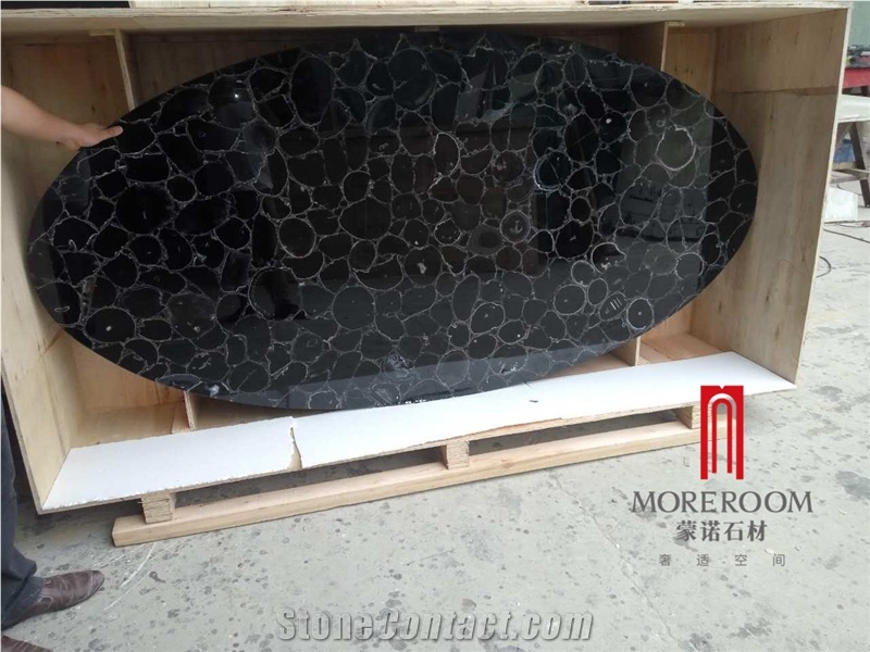 Black Agate Backlit Effect Agate Vanity Top