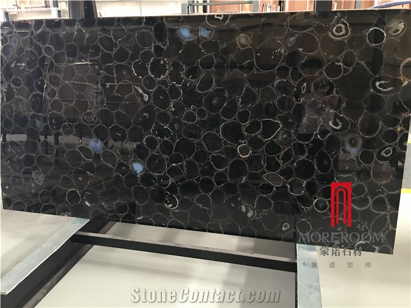 Black Agate Backlit Effect Agate Vanity Top