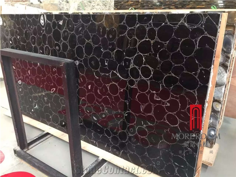 Black Agate Backlit Effect Agate Vanity Top