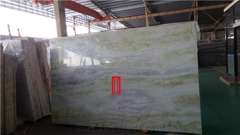 Blue Natural Marble Looks Like Blue Sky and White Cloud