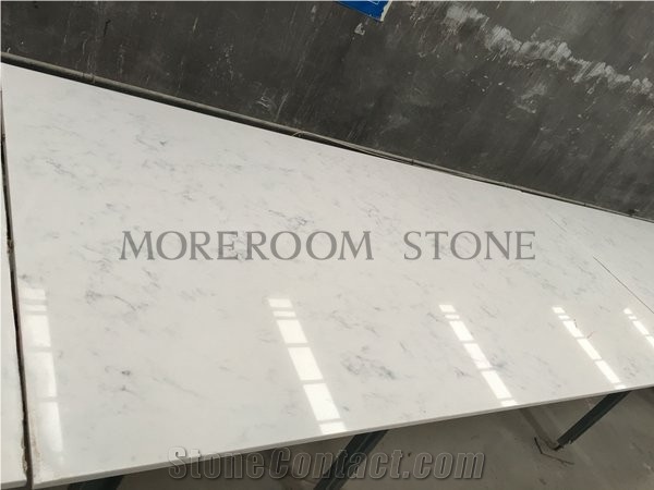 Carrara White Quartz Stone for Countertop Design, China Suuplier Customized Carrara White Kitchen Countertop