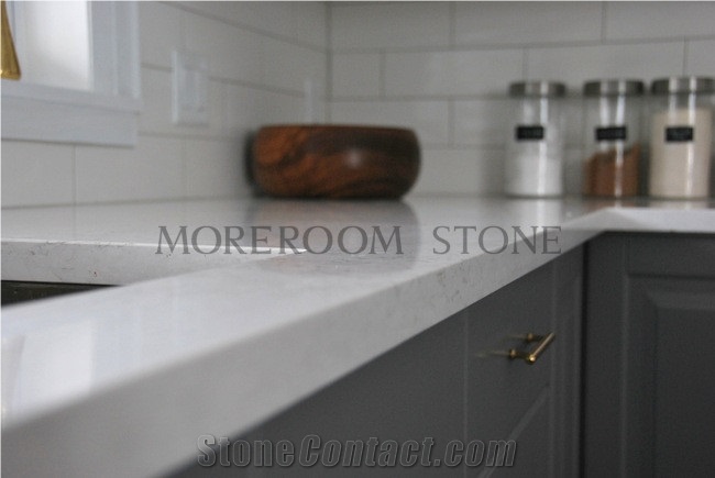 Carrara White Quartz Stone for Countertop Design, China Suuplier Customized Carrara White Kitchen Countertop