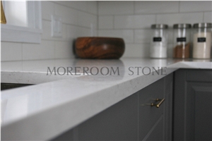 Carrara White Quartz Stone for Countertop Design, China Suuplier Customized Carrara White Kitchen Countertop