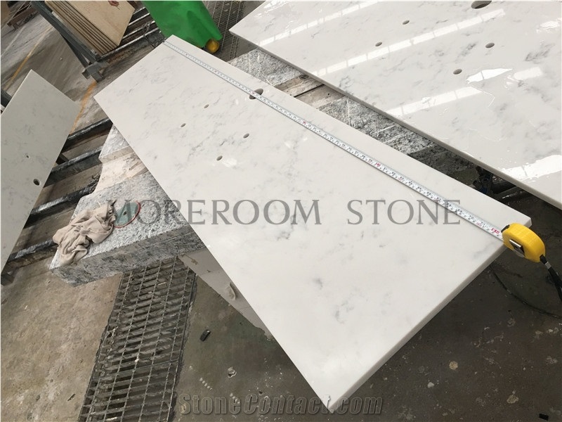 Carrara White Quartz Stone for Countertop Design, China Suuplier Customized Carrara White Kitchen Countertop