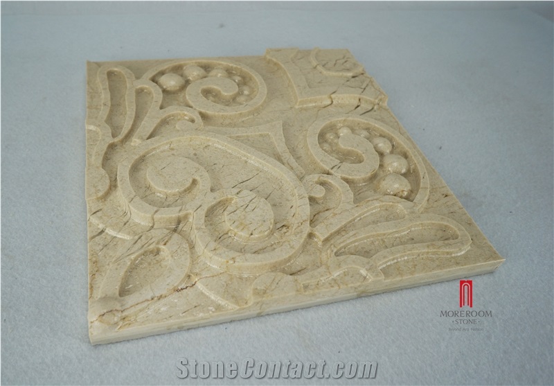 Cream Marfil Marble Composite Marble 3d Walling Tile