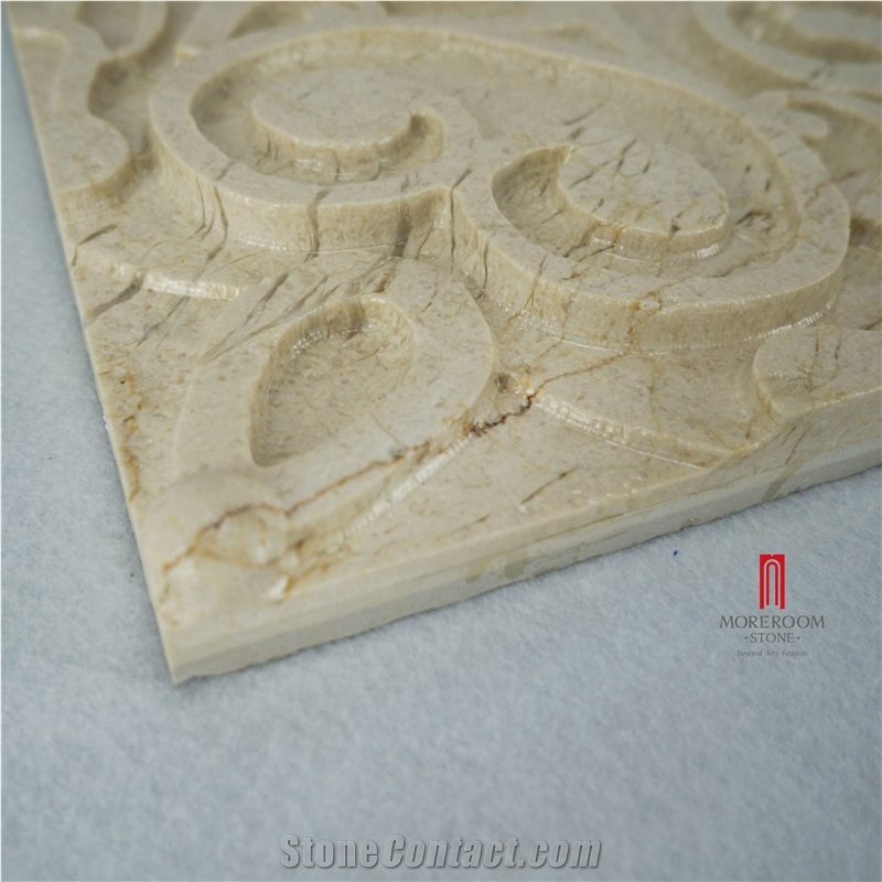 Cream Marfil Marble Composite Marble 3d Walling Tile