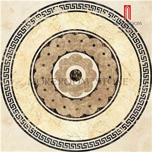 Customized Waterjet Floor Medallion, Blue Color Round Carpet Marble Medallion, Whole Sale Flower Marble Medallion Design for Floor