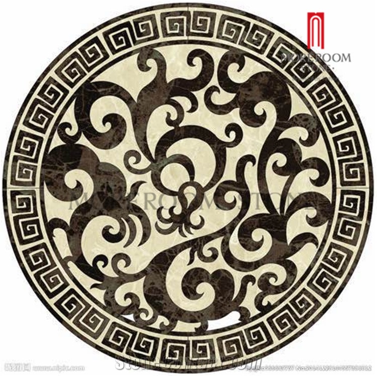 Customized Waterjet Floor Medallion, Blue Color Round Carpet Marble Medallion, Whole Sale Flower Marble Medallion Design for Floor