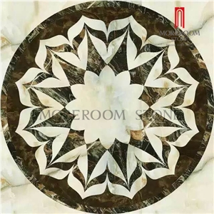 Customized Waterjet Floor Medallion, Blue Color Round Carpet Marble Medallion, Whole Sale Flower Marble Medallion Design for Floor