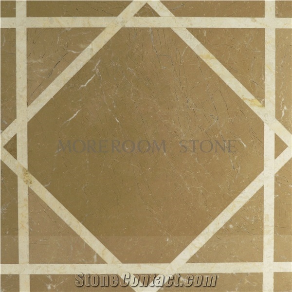 Golden Beige Composited Marble-Porcelain Backed Medallion