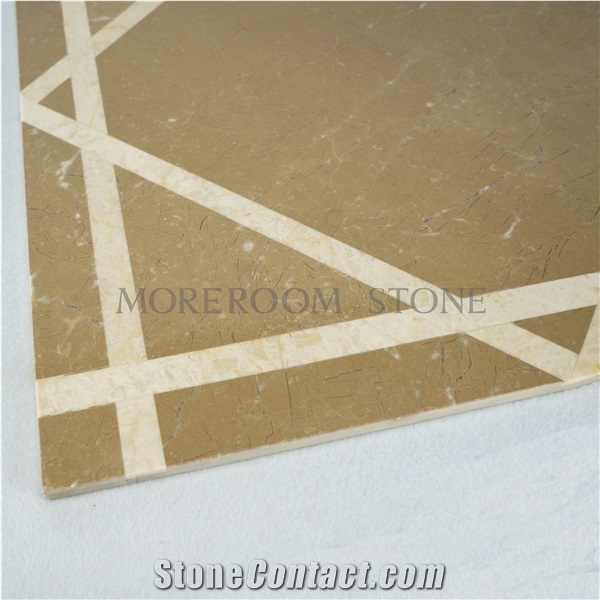 Golden Beige Composited Marble-Porcelain Backed Medallion