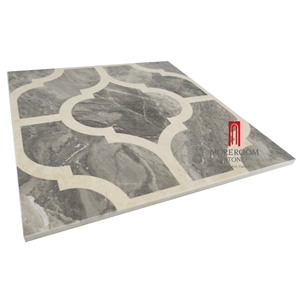 Grey Composited Waterjet Ceramic Backed Thin Marble Medallion Tiles,Slabs