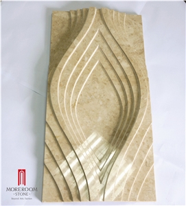 Luxury Cnc Carving Design Beige Italian Marble for Interior 3dbackground Panel