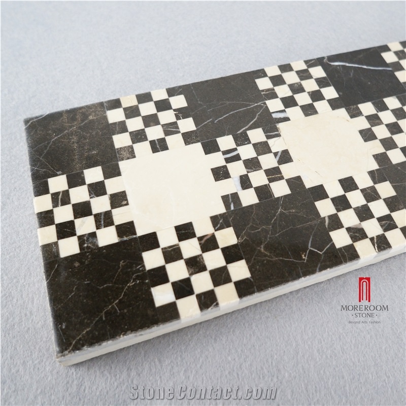 Nero Margiua Water-Jet Mosaic Border Floor Design