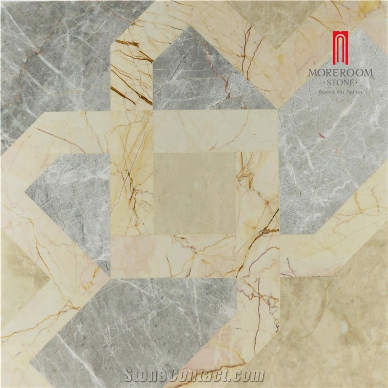 Sofitel Gold Marble Water-Jet Pattern Floor Medallions, Venus Marble Floor Medallions