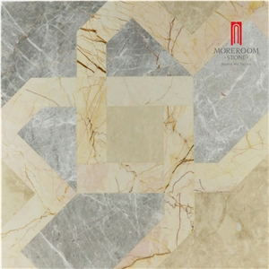 Sofitel Gold Marble Water-Jet Pattern Floor Medallions, Venus Marble Floor Medallions
