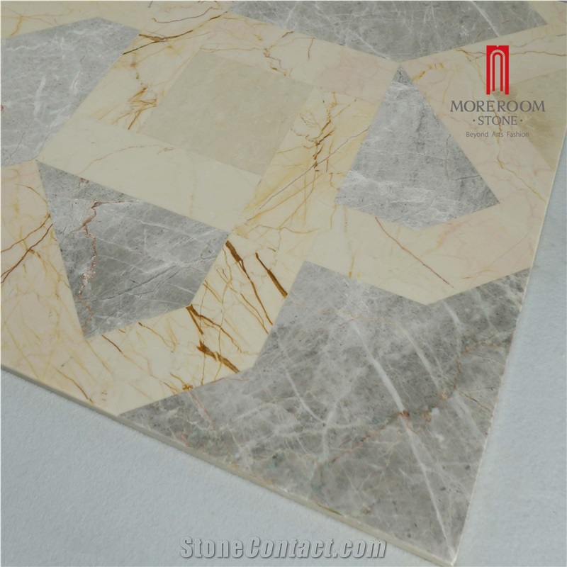 Sofitel Gold Marble Water-Jet Pattern Floor Medallions, Venus Marble Floor Medallions