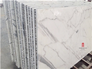 Thin Laminated Aluminum Honeycomb Backing Carrara White Marble Panels