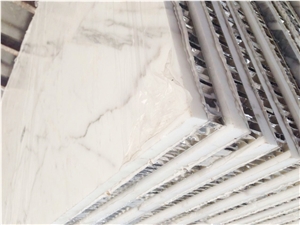 Thin Laminated Aluminum Honeycomb Backing Carrara White Marble Panels