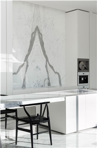 Thin Laminated Aluminum Honeycomb Backing Carrara White Marble Panels