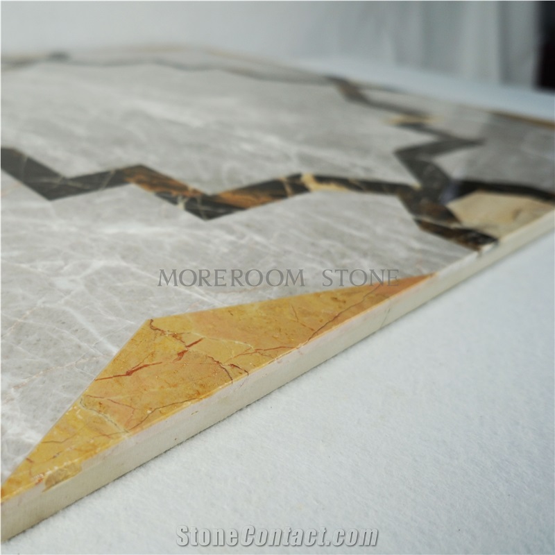 Thin Laminated Marble Water-Jet Medallions Dinning Room Design
