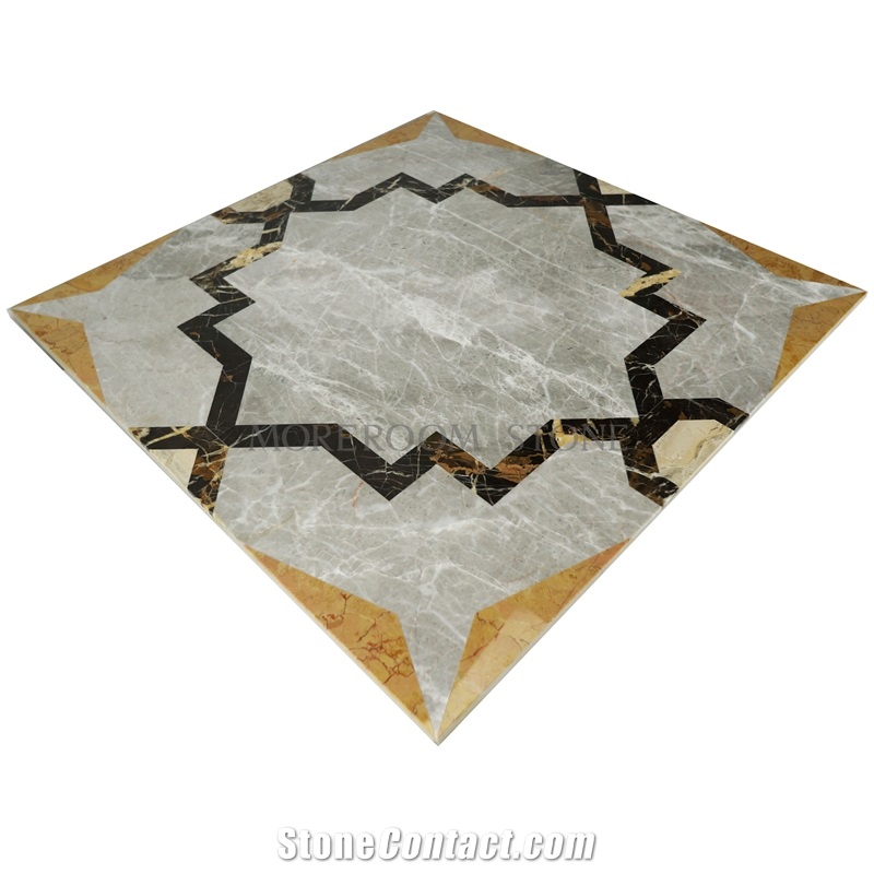 Thin Laminated Marble Water-Jet Medallions Dinning Room Design