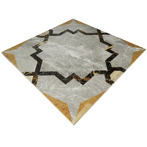 Thin Laminated Marble Water-Jet Medallions Dinning Room Design