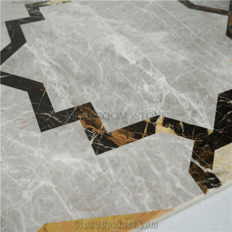 Thin Laminated Marble Water-Jet Medallions Dinning Room Design