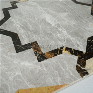 Thin Laminated Marble Water-Jet Medallions Dinning Room Design