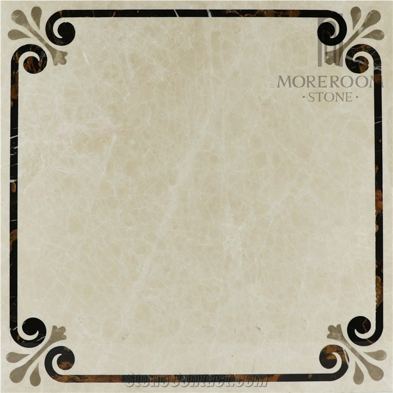 Turkey Bailuan Beige Marble Composited Marble Waterjet Medallion