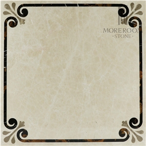 Turkey Bailuan Beige Marble Composited Marble Waterjet Medallion