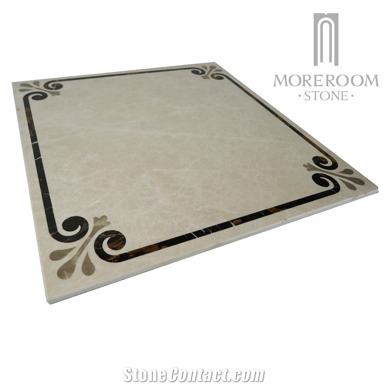 Turkey Bailuan Beige Marble Composited Marble Waterjet Medallion