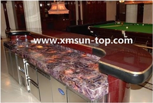 Amethystine Semiprecious Stone Table Tops/Purple Crystal Semi-Precious Stone Bar Top/Lilac Stone Reception Counter/Lilac Crystal Reception Desk/Semi Precious Stone Work Tops/Semiprecious Recept